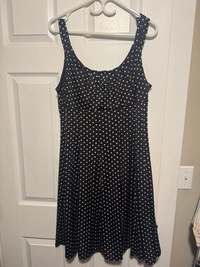 George Black Polka Dot Midi Dress with White Dots